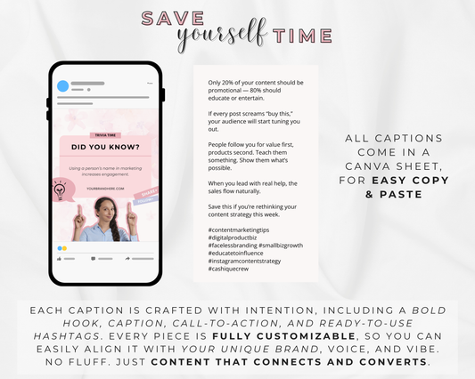 200 Editable Instagram Post Templates for Digital Products Canva Templates for Faceless Creators Ready-to-Post Done-For-You Business Content