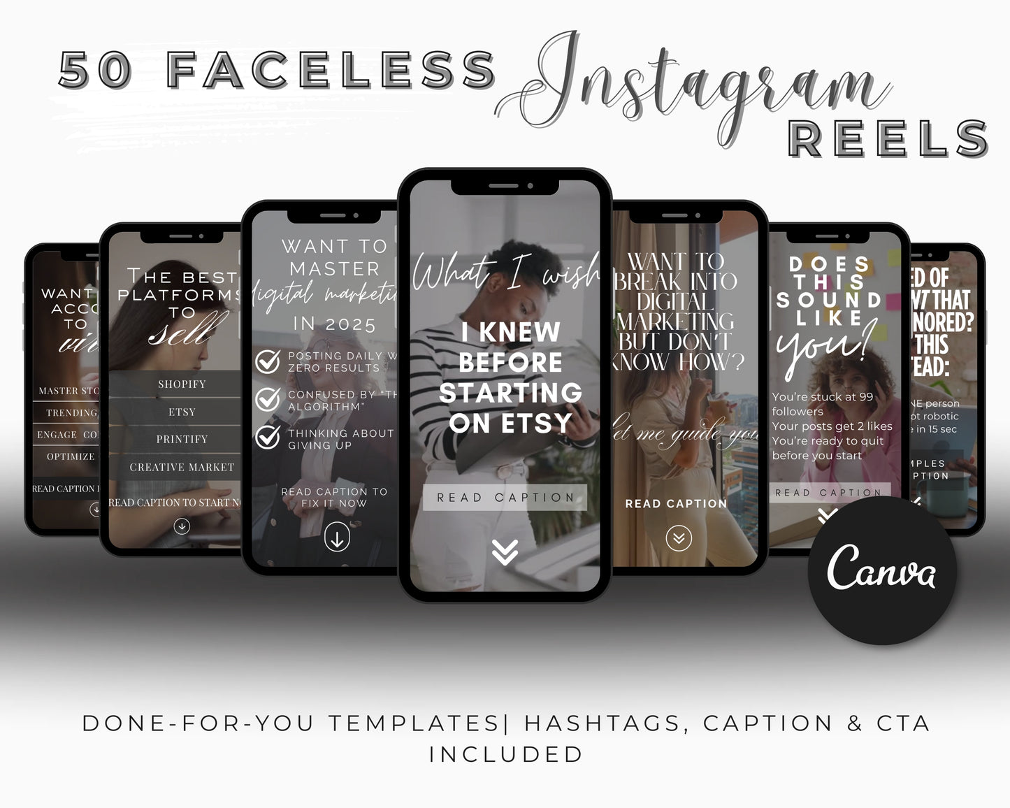 50 Faceless Instagram Reels Prompts for Digital Product Sellers | Done-for-You Content | Ready To Post | INCLUDING FULL CAPTION